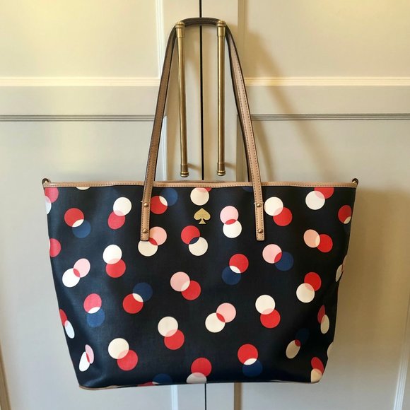 kate spade Handbags - Kate Spade Leather Diaper Bag Tote Polka Dot